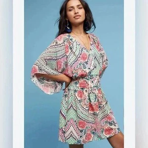 🆕 NEU Anthropologie Maeve mehrfarbiges Siya Kimono Kleid GR. 10 - Bild 1 von 6