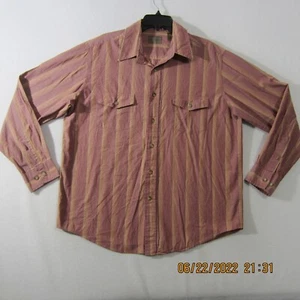 St John Bay Shirt Mens Large Orange Red Button Up Long Sleeve Casual Chambray - Picture 1 of 12