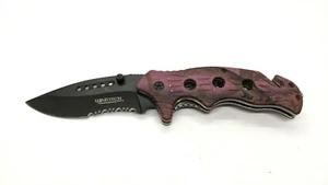 WarTech USA Tactical Folding Pocket Knife Spring Assisted Combo Liner SS Purple - Picture 1 of 3