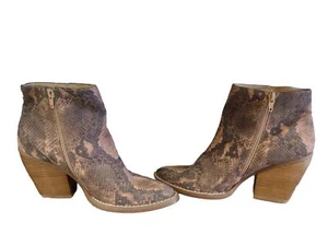 Madden Girl Klicck Suede Snake Skin Print Ankle Boots Woman's Size 8M Zip Brown - Picture 1 of 8