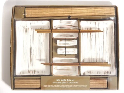 Pier 1 One Suki Sushi Serving Set for Two~10 Pieces~Plates~Sauce Dish~Mats, etc. - Image 1 of 4