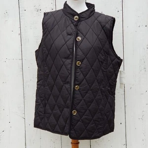 Kenneth Cole Quilted Black Puffer Vest Women Sz XL W Button Close NEW With Tags - Picture 1 of 4