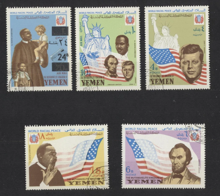 Yemen Racial Peace Set of 4  (CTO)  Kennedy, King, Lincoln - Image 1 of 1
