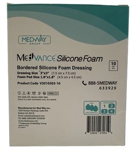 MedVanceTM Silicone - Bordered Silicone Adhesive Foam Dressing, 3”x3” Pack Of 10 - Picture 1 of 5