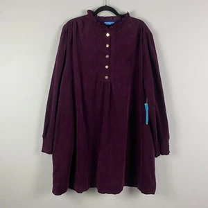 Draper James RSVP Long Sleeve Corduroy Shirt Dress Womens XXL Plum Pockets - Picture 1 of 12