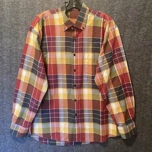 NUOVA camicia Alan Flusser uomo grande multicolore a quadri polsino a contrasto tasca con bottoni - Foto 1 di 10
