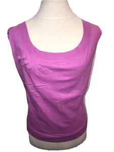 Nine & Co. Women's Sleeveless Top size L purple 100% Cotton Embroider Neck - Picture 1 of 5