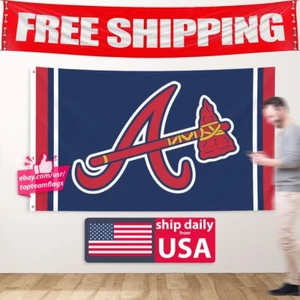 Atlanta Braves Flag Large 3x5 Banner Logo Baseball MLB FREE SHIPPING - Picture 1 of 10