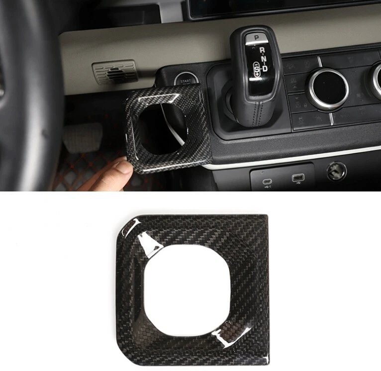 Cubierta de panel de cambio de marchas de fibra de carbono seca real apta para Land Rover Defender 110 Foto 1 de 4