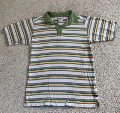Columbia Green & Yellow Striped Cotton Polo Shirt Boys Youth Large Y2K  - Image 1 of 4