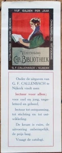 Nijkerk, Netherlands 1910 Advertising Bookmark - Vereeniging Chr. Bibliotheek - Picture 1 of 1