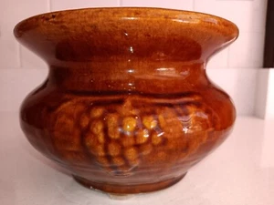 Nelson McCoy Pottery Brown Grapes & Leaves Cuspidor Spittoon - GOOD USED Cond - Picture 1 of 4