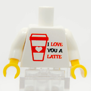Printed "I Love You A Latte" Minifig Torso made using LEGO parts - B3 Customs