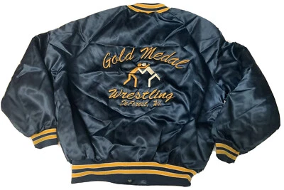 De Colección Años 80 Azul Satinado Amarillo Rayas Snap King Louie ProFit M Oro Medalla Lucha Libre Foto 1 de 4