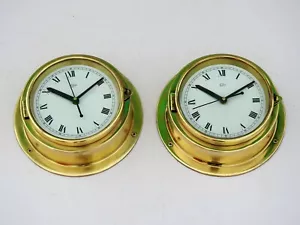 Set of 2 Maritime Brass Clock Vintage Navigation Barigo Germany Ships Nautical - Picture 1 of 12