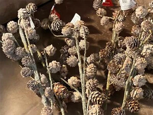 Lot of 6 Artificial Flowers Christmas Holiday Pine Pinecone Bloom Room Decor - Picture 1 of 8