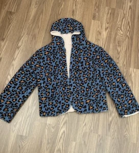 Love Tree Womens Size L Reversible Jacket Sherpa Fleece Cardigan Animal Print - Picture 1 of 15