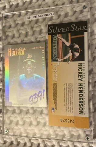 1991 Field of Vision Silver Star Rickey Henderson Tribute Ticket & Holo Card Cover