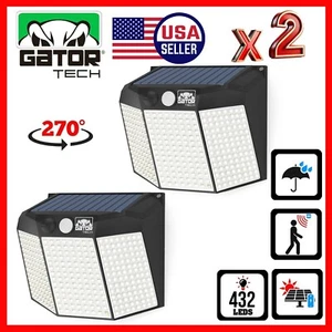 2x Solar Power 432 LED PIR Motion Sensor Outdoor Security Garden Wall Lamp Light - Picture 1 of 12