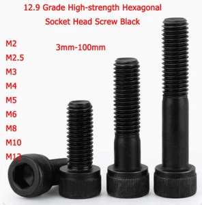 12,9 Güte hochfeste Innensechskantschraube schwarz M2/3/M4/M6/M8/M10/M12 - Bild 1 von 148