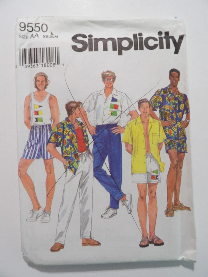 Simplicity 9550 Men's Shirt, Tank Top & Pants Size XS-M (32-40 Chest) Uncut - Image 1 of 3