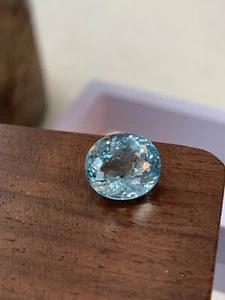 Sky Blue Faceted Natural Aquamarine Oval Shap, Fancy Luxury Stone 4.21 Carat - Picture 1 of 8