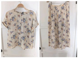 Vintage Albert Nipon Set Size 14 28 Waist Skirt Floral Flaws* - Picture 1 of 13