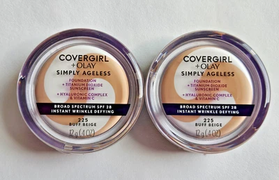 2 PACK COVERGIRL & Olay Simply Ageless Foundation 225 BUFF BEIGE EXP 2027 Sealed - Image 1 of 3