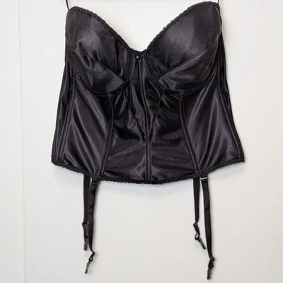 Sujetador Corsé De Colección Carnaval Longline Nylon con Ligas 42DDD Negro Gótico Burlesque XL Foto 1 de 4