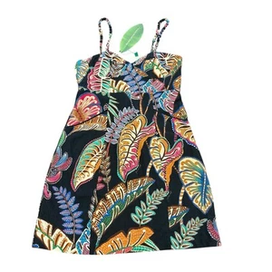 FARM RIO WOMENS MINI DRESS COOL FOLIAGE BLACK TROPICAL SHEATH LINEN BLEND XS NWT - Picture 1 of 10