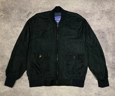 Real Leather Suede Mens Blue Full Zip Bomber Jacket Made In Italy Size XL - Image 1 of 4