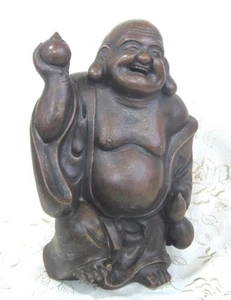 Antique Laughing Buddha Budai Statue Japanese Figurine BIZEN Pottery 10.2 inch - Picture 1 of 8