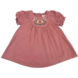 Happily Grey Kids 2T Pink Floral Embroidered Dress Puff Sleeve Boho Cottagecore - Picture 1 of 8