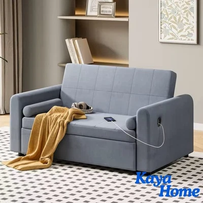 2 Seater Sofa Bed Convertible Pull Out Sofa Bed with Adjustable Backrest - Image 1 of 4
