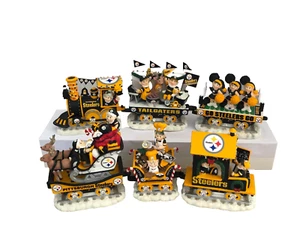 Danbury Mint Pittsburgh Steelers NFL Christmas Express Santa Train Set of 6 - Picture 1 of 8