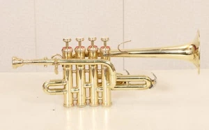 Pro Piccolo Bb KEYS TRUMPET FREE HARD CASE & MOUTHPIECE-Brass Polish - Picture 1 of 7
