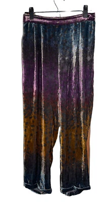 Johnny Was S Small Ombre Cheetah Velvet Cuffed Pant Silk Rayon Jogger $275 - Image 1 of 4