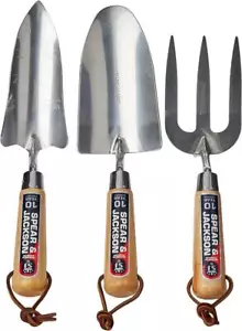 Spear Jackson 3056GS Neverbend Stainless 3Pc Garden Fork Trowel Hand Tool Set - Picture 1 of 1
