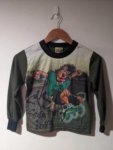 Vintage 2000 Scooby-Doo Skateboard Cartoon Network Green Kids Size 8 Long-Sleeve - Picture 1 of 4