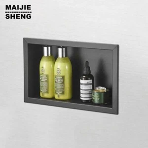 Black Storage Cabinet Bathroom Concealed Built-In Wall Cabinet Niche Stainless - Picture 1 of 9