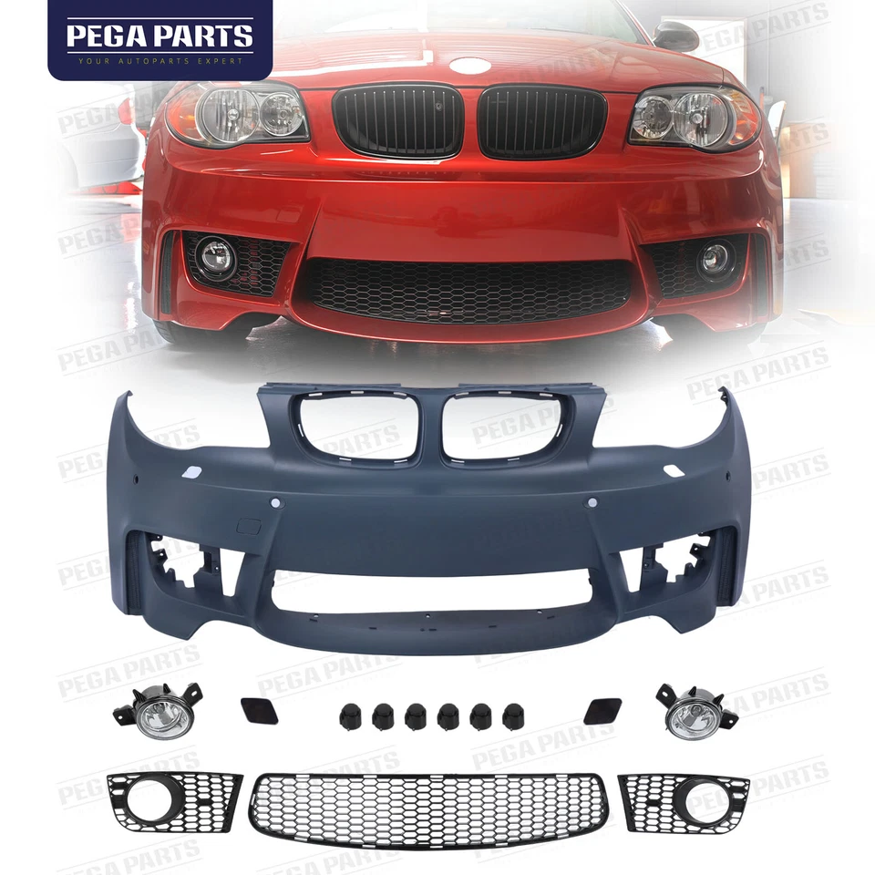 1M Style For 08-13 BMW E82 E88 1 Series 128i 135i Front Bumper Fog Lights Grille Foto 1 de 4