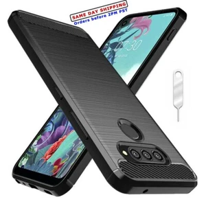 Shock Absorbing Carbon Fiber Soft SlimTPU Case SIM Pin f LG Q70 LM-Q620V Verizon - Picture 1 of 1