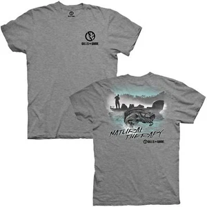 GILLS N GAME BASS FISHING NATURAL THERAPY GRAY SHORT SLEEVE TEE SHIRT E0619 - Picture 1 of 1