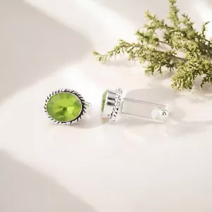 Peridot Gemstone 925 Sterling Silver Jewelry Statement Cufflinks Gift For Father - Picture 1 of 4