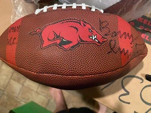 Barry Switzer Signed Arkansas Razorbacks Football w/ 1964 National Title & Years - Picture 1 of 5