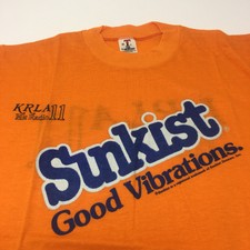 Vintage 70s SUNKIST KRLA 11 The Beatles Radio Station 50/50 Orange T Shirt M