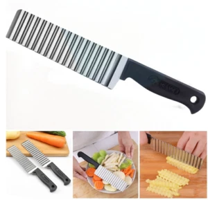 Wavy Knife Blade Slicer Potato Cutter Fruit Vegetable Stainless Kitchen Tools - Picture 1 of 7