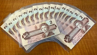 $ALE 1 1986 Canada 2 Dollar BANKNOTE UNCIRCULATED VARIOUS SERIAL NUMBERS UNC - Image 1 of 2