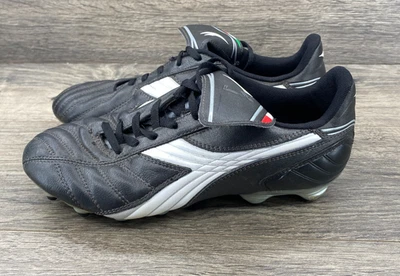 Diadora LX LT Leather  Soccer Cleats Women's Size 7.5 Black Silver FG - Image 1 of 4