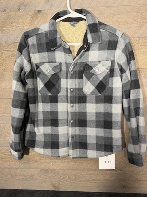 Chaqueta polar forrada a cuadros Eddie Bauer niños talla 10/12 manga larga acogedora cálida Foto 1 de 3